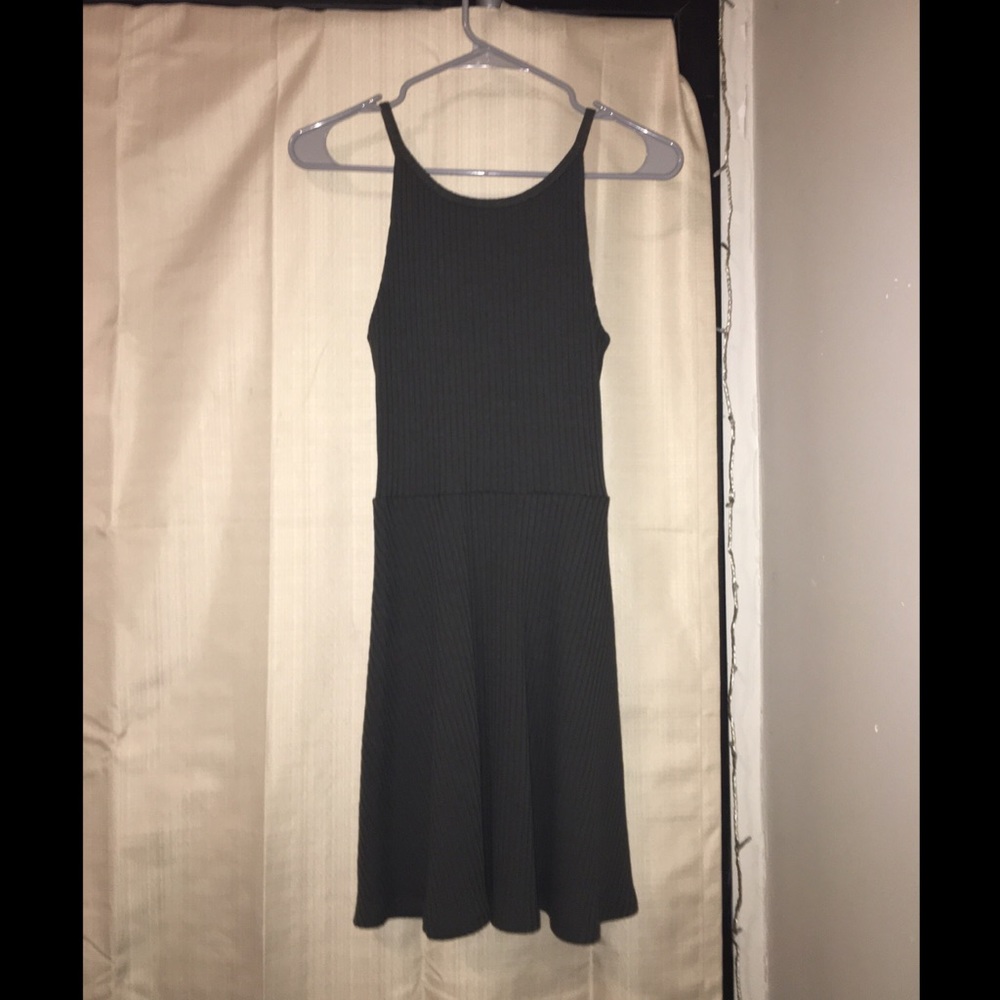 Topshop grey ribbed skater dress